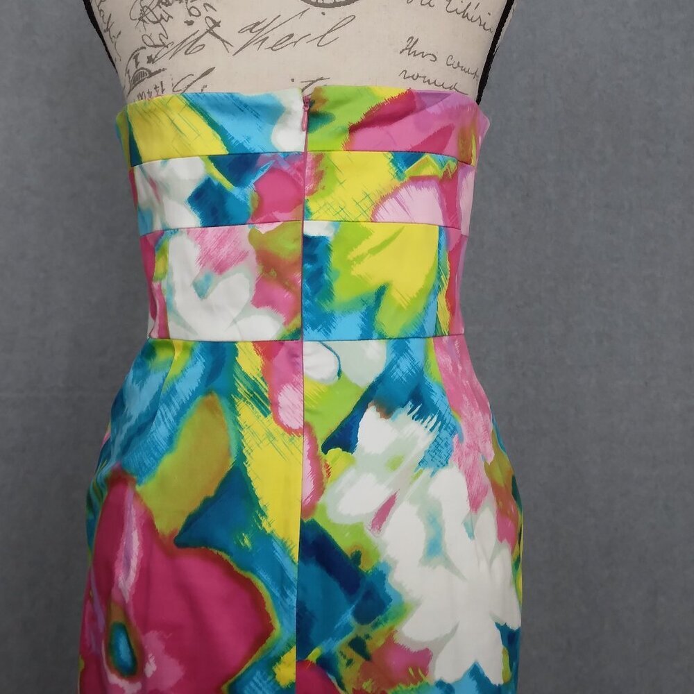 Donna Morgan | Vibrant Watercolor Strapless Dress Stretch Multicolor | Size 12 - Picture 9 of 11